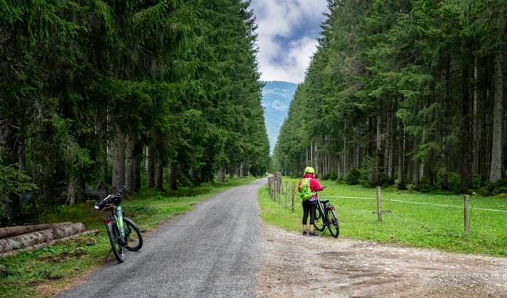 Ausflug mit dem Fahrrad in den Bergen von Tirol
