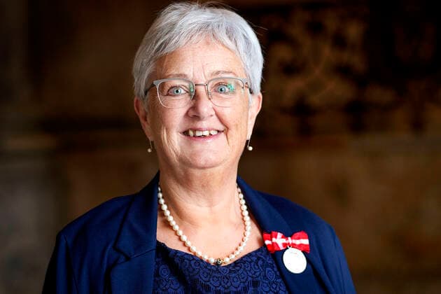 Dänemark, Medal of Merit Verdienstorden Verleihung in Kopenhagen Dagplejer i Esbjerg Kommune Mai-Brit Hebsgaard , takkede for Fortjenstmedaljen ved AudieDagplejer i Esbjerg Kommune , ved audiensen paa Christians slot. mandag den 18 oktober 2021 , Copenhagen Copyright: KeldxNavntoft KeldxNavntoftx COP101 spdk20211018-152117-L