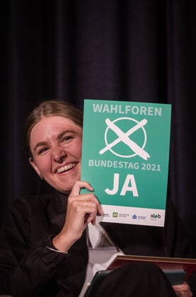 Wahlforum zur Bundestagswahl 2021 in Radeberg. Merle Spellerberg (Die Grünen).