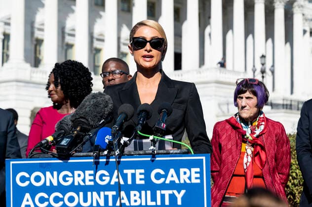 October 20, 2021, Washington, DC, United States: October 20, 2021 - Washington, DC, United States: PARIS HILTON speaking at a press conference to urge passage of the Accountability for Congregant Care Act. Washington United States - ZUMAb161 20211020_zap_b161_016 Copyright: xMichaelxBrochsteinx