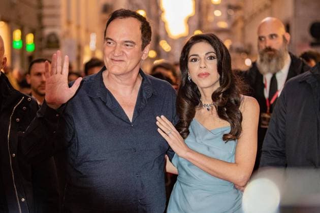 Quentin Tarantino in via Condotti. Pictured: Quentin Tarantino with his wife Daniela Pick  Copyright: x xIPAx xRomax