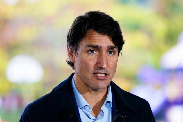 October 21, 2021, Ottawa, on, Canada: Prime Minister Justin Trudeau speaks during a press conference as he visits the Children s Hospital of Eastern Ontario in Ottawa on Thursday, Oct. 21, 2021. Ottawa Canada  - ZUMAc35_ 20211021_zaf_c35_019 Copyright: xSeanxKilpatrickx