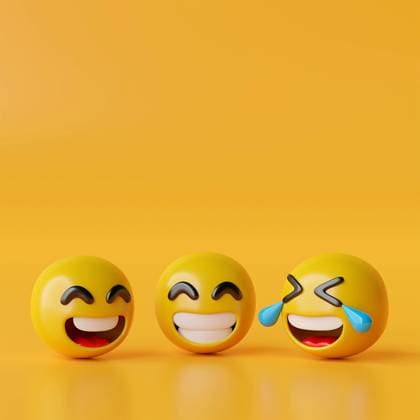 Happy emoji icons on yellow background, 3d illustration Copyright: xx 38774768