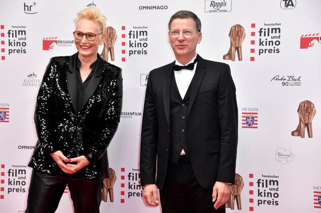 Bärbel Schäfer und Rainer Ewerrien bei der 32. Verleihung des Hessischen Film- und Kinopreises im Capitol Theater. Offenbach, 22.10.2021
