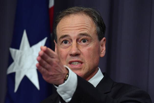GREG HUNT PRESSER, Minister for Health Greg Hunt at a press conference at Parliament House in Canberra, Sunday, October 24, 2021. ( NO ARCHIVING, EDITORIAL USE ONLY, NO USE IN BOOKS WITHOUT CONSENT CANBERRA ACT AUSTRALIA  Copyright: xMICKxTSIKASx 20211024001588921702