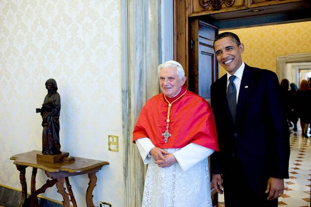 President Barack Obama meets with Pope Benedict XVI at the Vatican on July 10, 2009. 1062_05_L_-571-