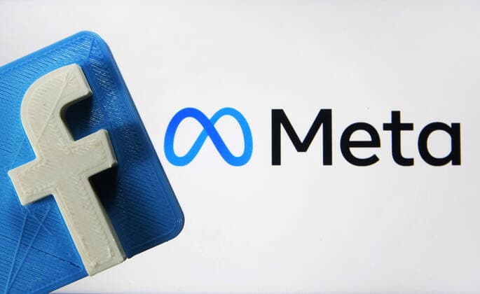 Facebook Renames Itself To Meta Facebook logo and new company brand Meta Platforms Inc. logo are pictured in this illustrative photo taken in Kyiv on 29 October, 2021. Facebook renames itself to new company brand Meta, Chief of Facebook Mark Zuckerberg said on 28 October 2021. Kyiv Ukraine  Copyright: xSTRx sindeyev-notitle211029_np6Lg