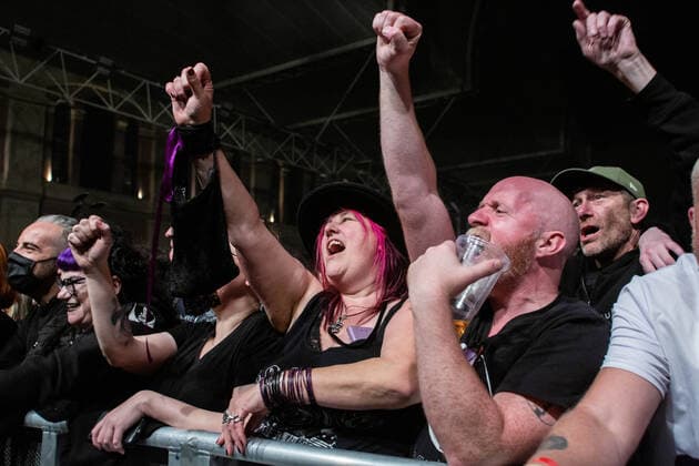 October 30, 2021, London, England, United Kingdom: Alexandra Palace, London, UK, 30th October 2021. The audience during the live concert of the iconic post-punk fathers of Goth Rock, Bauhaus. They are performing in london for the first time after a pandemic that interrupted the reunion tour planned for the year 2020. The band plays in its original formation: Peter Murphy (vocals), Daniel Ash (guitar), David J (bass), Kevin Haskins London United Kingdom - ZUMAm203 20211030_zip_m203_003 Copyright: xSabrinaxMerollax