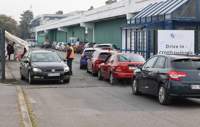 PXL_COVID-19 tests in Croatia People waiting in their car for COVID-19 test at Zagreb Velesajam, in Zagreb, Croatia, on November 3, 2021 MarkoxPrpic PIXSELL