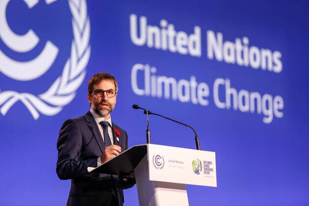 Day 5 Of COP26 UN Climate Conference In Glasgow Steven Guilbeault, Minister of Environment and Climate Change of Canada speaks during Powering Past Coal Alliance session during the fifth day of the COP26 UN Climate Change Conference, held by UNFCCC inside the COP26 venue - Scottish Event Campus in Glasgow, Scotland on November 4, 2021. COP26, running from October 31 to November 12 in Glasgow, will be the most significant climate conference since the 2015 Paris summit as the nations are expected to set new greenhouse gas emission targets in order to slow the global warming, as well as firming up other key commitments. Glasgow Scotland United Kingdom  Copyright: xDominikaxZarzyckax zarzycka-day5ofco211104_npBFw