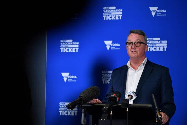 MARTIN FOLEY COVID19 PRESSER, Victorian Health Minister Martin Foley speaks to the media during a press conference in Melbourne, Friday, November 5, 2021. ( NO ARCHIVING, EDITORIAL USE ONLY, NO USE IN BOOKS WITHOUT CONSENT MELBOURNE VIC AUSTRALIA  Copyright: xJOELxCARRETTx 20211105001592919939