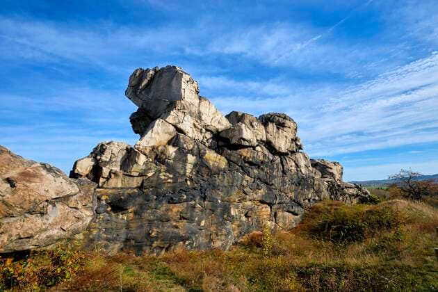  Felsformation Königstein, Naturschutzgebiet Teufelsmauer bei Thale, Harz, Sachsen-Anhalt, Deutschland, Europa *** Rock formation Königstein, nature reserve Teufelsmauer near Thale, Harz, Saxony-Anhalt, Germany, Europe Copyright: imageBROKER/MichaelxNitzschke ibxtlo07163027.jpg