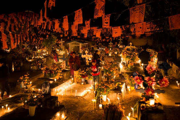 Day of the dead in Mexico Day of the Dead in the Nahua indigenous community of San Francisco Ozomatlán. During the early morning of November 3, the inhabitants of the community say goodbye to their faithful departed, accompanying them to the sacred field. San Francisco Ozomatlán Guerrero Mexico Copyright: CristianxLeyva