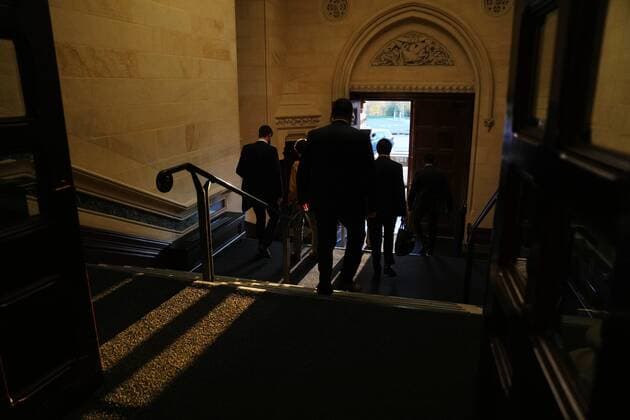 November 8, 2021, Ottawa, ON, Canada: Prime Minister Justin Trudeau leaves the West Block following a Liberal caucus meeting in Ottawa on Monday, Nov. 8, 2021. Ottawa Canada  - ZUMAc35_ 20211108_zaf_c35_101 Copyright: xSeanxKilpatrickx