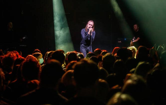 08.11.2021, Tallinn Belarusian dark wave post-punk band from Minsk Molchat Doma concert in Helitehas. On the photo Egor Shkutko. Photo Mihkel Maripuu, Postimees Tallinn Harjumaa Estonia 1MM08NOV21P15  Copyright: xMihkelxMaripuux Egor Shkutko