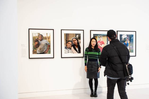 November 9, 2021, London, England, United Kingdom: Cromwell Place, South Kensington, London, UK. Photographer Nagasaka, Fumi Nagasaka poses with her portraits on display. The portraits of this year s Taylor Wessing Photographic Portrait Prize are on display at Cromwell Place from 10th of November 2021 until 2nd of January 2022. It features 54 portraits from 25 different artists.Ã‚ .Photographer David Prichard has won the first prize for his Tribute to Indigenous Stock Women, a series of portraits of First Nations women who spent most of their working lives on cattle stations in Far North Queensland..The second prize has been awarded to Pierre-Elie de Pibrac for Hakanai Sonzai, a series of portraits of people s fortitude in the face of adv - ZUMAm203 20211109_zip_m203_022 Copyright: xSabrinaxMerollax