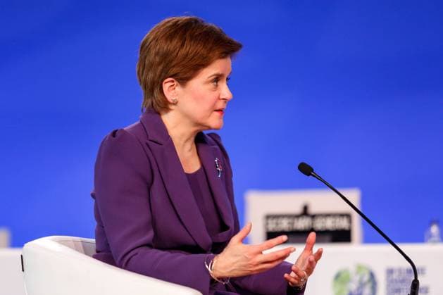 Day 11 Of COP26 UN Climate Conference In Glasgow Nicola Sturgeon, First Minister of Scotland speaks during Global Climate Action High-Level Event: Racing To a Better World in Plenary Cairn Gorm in the COP26 venue - Scottish Event Campus during the twelfth day of the COP26 UN Climate Change Conference, held by UNFCCC in Glasgow, Scotland on November 11, 2021. COP26, running from October 31 to November to 12 in Glasgow, is the most significant climate conference since the 2015 Paris summit as the nations are expected to set new greenhouse gas emission targets in order to slow the global warming, as well as firming up other key commitments. Glasgow Scotland United Kingdom  Copyright: xDominikaxZarzyckax zarzycka-day11ofc211111_nppwH