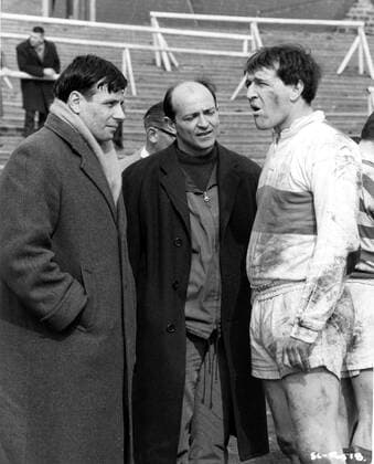THIS SPORTING LIFE BR 1963 THIS SPORTING LIFE BR 1963 L-R Writer and Screenwriter DAVID STOREY, Producer KAREL REISZ, RICHARD HARRIS Date: 1963. Strictly editorial use only in conjunction with the promotion of the film. Credit line mandatory. This image is copyright of the film company and is supplied under the terms of issue as film still. No commercial or book cover use permitted without prior consent from the film company.  Mandatory credit line: Courtesy Ronald Grant Mary Evans