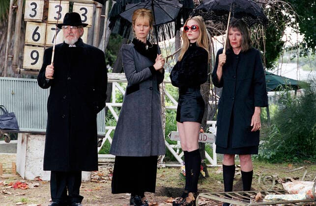 RUNNING WITH SCISSORS US 2006 RUNNING WITH SCISSORS US 2006 L-R BRIAN COX as Dr. Finch, GWYNETH PALTROW as Hope Finch, EVAN RACHEL WOOD as Natalie Finch,JILL CLAYBURGH as Agnes Finch Date: 2006. Strictly editorial use only in conjunction with the promotion of the film. Credit line mandatory. This image is copyright of the film company and is supplied under the terms of issue as film still. No commercial or book cover use permitted without prior consent from the film company.  Mandatory credit line: Courtesy PLAN B ENTERTAINMENT SOUND FOR FILM Ronald Grant Mary Evans