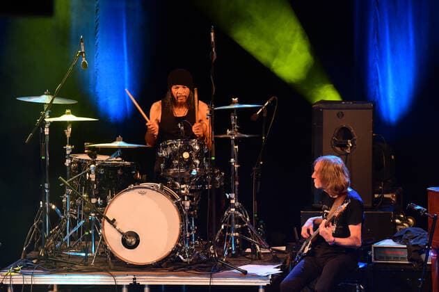 Drummer Winston Watson, left, and bass guitarist Vladimir Guma Kulhanek perform during the 25th Blues Alive, blues & roots festival, on November 13, 2021, in Sumperk, Czech Republic. (CTKxPhoto LudekxPerina) CTKPhotoP2021111303845  LPE 009