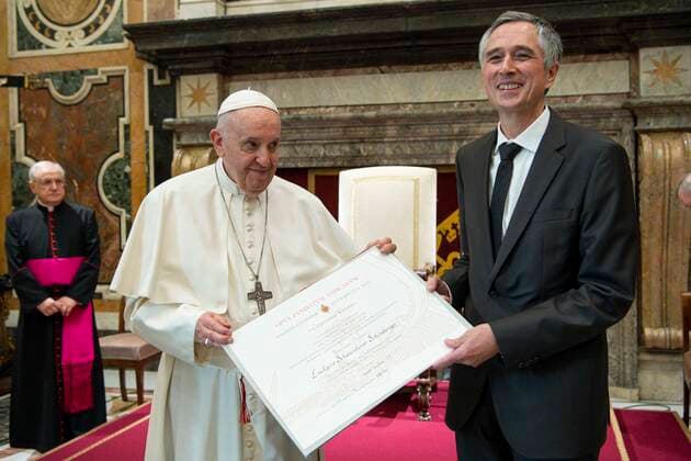 Italy, Rome, Vatican, 2021 11 13. Pope Francis during the awarding of the Ratzinger Prize at the Vatican. Photograph by Vatican Media Catholic Press Photo Hans Lucas. RESTRICTED TO EDITORIAL USE - NO MARKETING - NO ADVERTISING CAMPAIGNS.  Copyright: xVATICANxMEDIAx xIPAx xVaticanxMediax