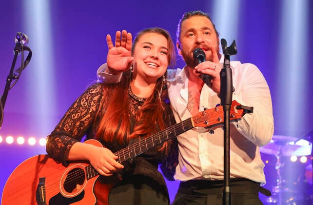 Zurich, Switzerland - November 13, 2021: Laureus Charity Night with Laureus Ambassador and Swiss Singer and Pop Musician Baschi (Sebastian Buergin) and Singer and Songwriter Joya Marleen. LWSA, Baschi and Friends. Mandoga Media Laureus Charity Night Zurich 2021, Baschi and Friends