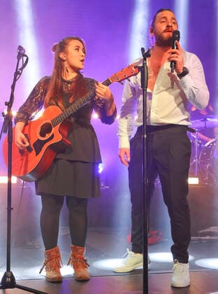Zurich, Switzerland - November 13, 2021: Laureus Charity Night with Laureus Ambassador and Swiss Singer and Pop Musician Baschi (Sebastian Buergin) and Singer and Songwriter Joya Marleen. LWSA, Baschi and Friends. Mandoga Media Laureus Charity Night Zurich 2021, Baschi and Friends