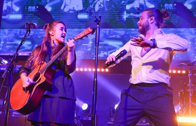 Zurich, Switzerland - November 13, 2021: Laureus Charity Night with Laureus Ambassador and Swiss Singer and Pop Musician Baschi (Sebastian Buergin) and Singer and Songwriter Joya Marleen. LWSA, Baschi and Friends. Mandoga Media Laureus Charity Night Zurich 2021, Baschi and Friends