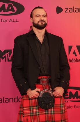 Drew McIntyre arrives at the MTV Europe Music Awards in Budapest, Hungary on Sunday, November 14, 2021.  HUN20211114011 SVENxHOOGERHUIS