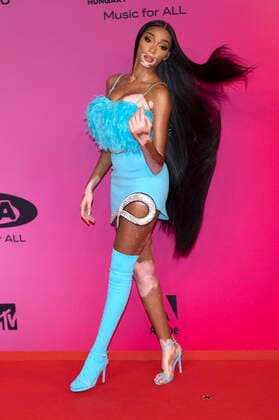 Winnie Harlow bei der Verleihung der MTV European Music Awards 2021 in der Laszlo Papp Sportarena. Budapest, 14.11.2021