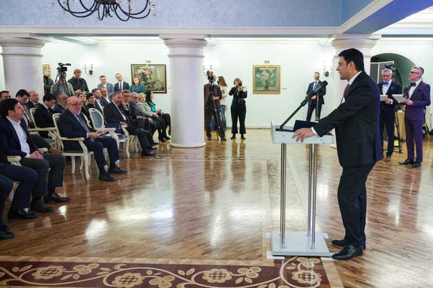 MOSCOW, RUSSIA â€“ NOVEMBER 15, 2021: A ceremony to present the Sergei Vainshtein Prize at the Ukraina Hotel. Established by the STMEGI International Charitable Foundation of Mountain Jews in 2015, the prize is awarded for contributions to preserving and developing culture of Mountain Jews. The prize is named after Sergei Vainshtein, historian and cultural anthropologist, specialist in the field of Judaism and ethnography of the peoples of the Caucasus. Anton Novoderezhkin TASS  TS118059