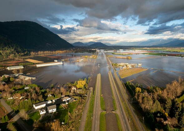 November 16, 2021, ABBOTSFORD, BC, Canada: Flood waters cover highway 1 in Abbotsford, B.C., Tuesday, Nov. 16, 2021. ABBOTSFORD Canada  - ZUMAc35_ 20211116_zaf_c35_122 Copyright: xJonathanxHaywardx