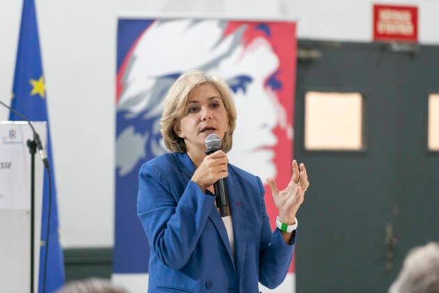 November 16, 2021, Marseille, France: Valerie Pecresse seen making her speeches during the meeting..Valerie Pecresse, President of the ÃŽle-de-France Region, is seeking the nomination of her party Les Republicains for the 2022 presidential election. A vote reserved exclusively for party members will take place on 4th December 2021 to determine the winner from the five candidates running for nomination. Marseille France - ZUMAs197 20211116_zaa_s197_322 Copyright: xLaurentxCoustx