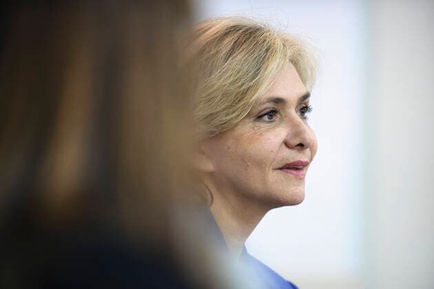 November 16, 2021, Marseille, France: Valerie Pecresse seen talking to journalists before the meeting with the supporters..Valerie Pecresse, President of the ÃŽle-de-France Region, is seeking the nomination of her party Les Republicains for the 2022 presidential election. A vote reserved exclusively for party members will take place on 4th December 2021 to determine the winner from the five candidates running for nomination. Marseille France - ZUMAs197 20211116_zaa_s197_329 Copyright: xLaurentxCoustx