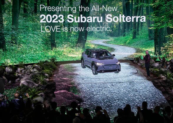November 17, 2021, Los Angeles, California, USA: The 2023 Subaru Solterra all-electric SUV is unveiled at the 2021 Automobility LA on Wednesday November 17, 2021 at the Los Angeles Convention Center. PI Los Angeles USA - ZUMAp124 20211117_zaa_p124_036 Copyright: xARIANAxRUIZx