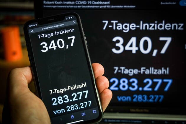 Coronavirus in Deutschland - Covid-19-Dashboard des Robert Koch-Institut 19.11.2021: Robert Koch-Institut: 7-Tage-Inzidenz 340,7. 7-Tage-Fallzahl 283.277. COVID-19-Fälle 5.248.291. Zugang um 52.970 gegenüber dem Vortag. COVID-19-Todesfälle 98.739. Zugang um 201 gegenüber dem Vortag.