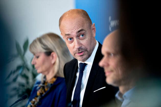 Sundhedsminister Magnus Heunicke (S) ved briefing med status paa COVID-19-situationen i Eigtveds Pakhus i Koebenhavn fredag den 19. november 2021.. , Copenhagen Copyright: NILSxMEILVANG NilsxMeilvangx cop104 spdk20211119-153010-L