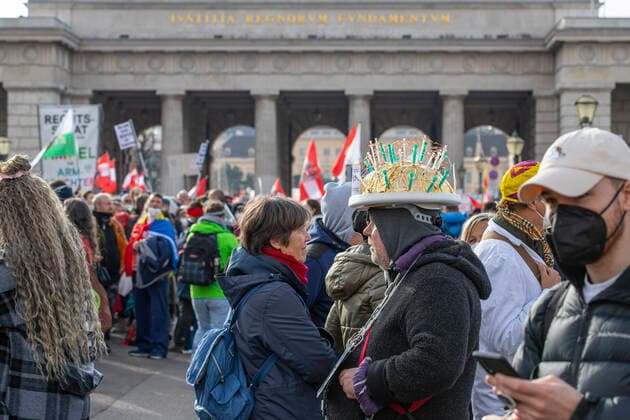 Corona Wien: Demonstration gegen die Regierungsmaßnahmen