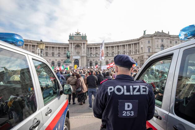 Corona Wien: Demonstration gegen die Regierungsmaßnahmen