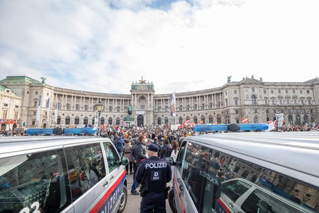 Corona Wien: Demonstration gegen die Regierungsmaßnahmen