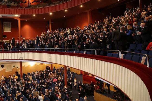 Queen Sofia presided over the concert that paid tribute In Memoriam to Brigadier General Francisco Grau Vegara of the Military Music Corps at the Monumental Theater Madrid, November 23, 2021 Queen Sofia presided over the concert that paid tribute In Memoriam to Brigadier General Francisco Grau Vegara of