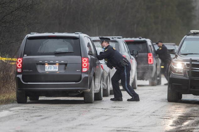 November 25, 2021, KAWARTHA LAKES, ONT, CANADA: Ontario Provincial Police attend a rural shooting scene on Devitts Road, in the City of Kawartha Lakes, Ont., on Thursday, November 25, 2021. The OPP Special Investigations Unit is investigating as a Kawartha Lakes OPP officer discharged his weapon during the incident. One man who has not been identified was pronounced deceased at the scene. KAWARTHA LAKES CANADA  - ZUMAc35_ 20211125_zaf_c35_102 Copyright: xFredxThornhillx