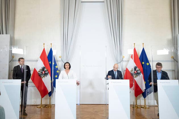 Bundeskanzleramt Wien: Pressekonferenz zum Thema Corona- Kurzarbeit