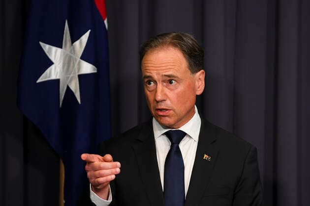 GREG HUNT COVID19 OMICRON PRESSER, Australian Health Minister Greg Hunt speaks to the media during a press conference at Parliament House in Canberra, Monday, November 29, 2021. ( NO ARCHIVING, EDITORIAL USE ONLY, NO USE IN BOOKS WITHOUT CONSENT CANBERRA ACT AUSTRALIA  Copyright: xLUKASxCOCHx 20211129001601246838