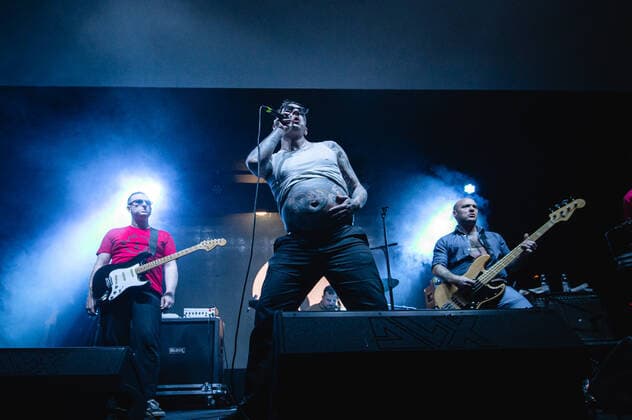 Italy: Viagra Boys live in Rome Viagra Boys live at Teatro Centrale Roma. Viagra Boys are a Swedish post-punk music group founded in Stockholm in 2015, this is their concert held at Teatro Centrale. Rome Italy Copyright: FabrizioxDixBitonto