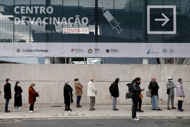 December 1, 2021, Lisbon, Portugal: People wait to receive a dose of the Covid-19 vaccine on the first day of a new vaccination center in Lisbon, Portugal, on December 1, 2021. Thousands are expected to be inoculated against COVID-19 and Flu each day at the new vaccination center, the biggest in the country, as the country reverted on December 01 to state of Calamity. Lisbon Portugal - ZUMAf123 20211201_zap_f123_010 Copyright: xPedroxFiuzax