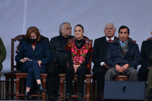 President Lopez Obrador Holds Third Annual Report On State Of The Nation MEXICO CITY, MEXICO - DECEMBER 1, 2021: Claudia Sheinbaum, Head of Government of Mexico City during the third state of the nation report of Mexico s President Andres Manuel Lopez Obrador to Celebrates three years In Presidency at Mexico City Zocalo. On December 1, 2021 in Mexico City, Mexico. (Photo by Carlos Tischler Eyepix Group) Copyright: xCarlosxTischlerx xEyepixxGroupx EYEPIXGROUP_CT_01122021_20381