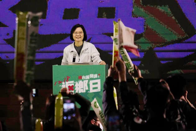 News Themen der Woche KW50 December 4, 2021, Taipei, Taiwan: Tsai Ing-wen, Taiwanese President, giving her remarks during the Democratic Progressive Party event to promote the upcoming referendum that will be held on December 18 2021. Taipei Taiwan - ZUMAs197 20211204_zaa_s197_061 Copyright: xWalidxBerrazegx