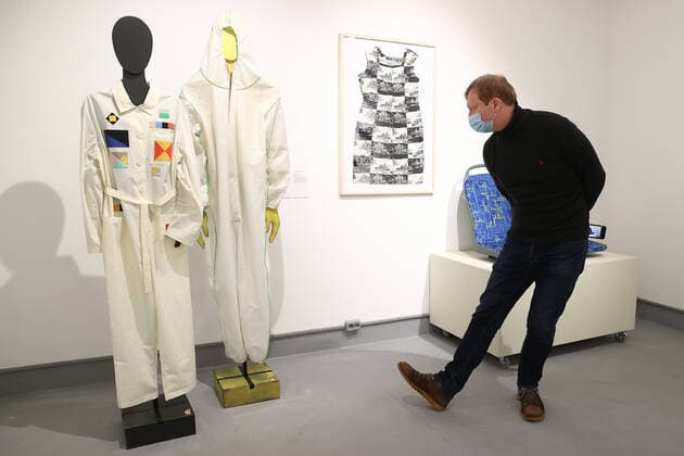 MOSCOW, RUSSIA â€“ DECEMBER 6, 2021: A man visits an exhibition titled The History of Russian Design â€“ The Best of 1917-2022 and held at the New Tretyakov Gallery, the first to feature a vast collection of the Moscow Design Museum. Artyom Geodakyan TASS  TS11AE22