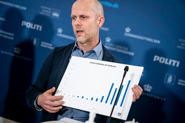 Administrerende direktoer hos Statens Serum Institut Henrik Ullum under pressebriefing om status paa epidemien, Omikron-varianten, smitteopsporing og test-kapaciteten, i Eigtveds Pakhus i Koebenhavn, tirsdag den 7. december 2021. , Copenhagen Denmark Copyright: RitzauxScanpix MadsxClausxRasmussenx cop105 spdk20211207-173947-L
